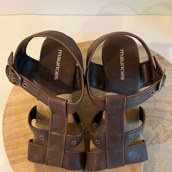 Maurices Brown Square Toe Chunky Y2K Look Strappy Sandal Size 10 - Picture 8 of 11